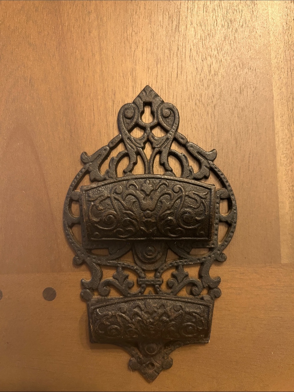 Vintage Cast Iron Double Pocket Match Holder